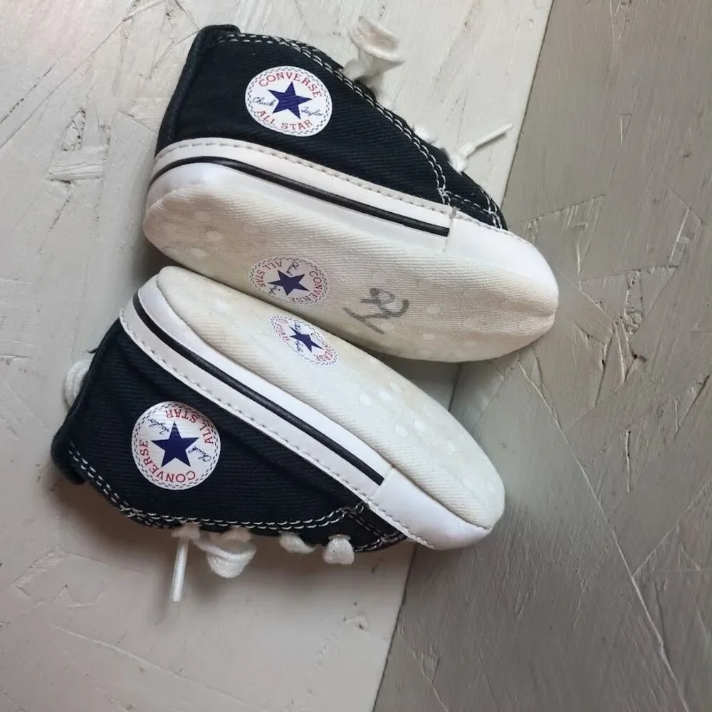 Converse Black Canvas Baby Crib Shoes Infant Size 2 Chuck Taylor All Star